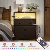 WOWLIVE Nightstand with 4 Drawers & Outlet, Bedside Table with LED Lights & 2-Tier wooden Shelf - image 3 of 4