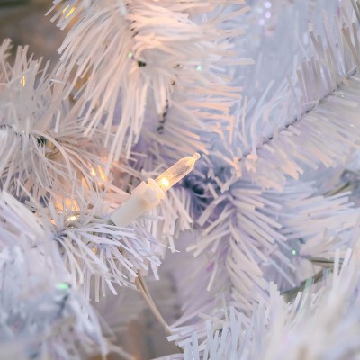 6.5' White Prelit Artificial Christmas Tree with Warm LED Lights