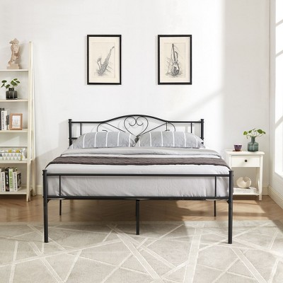 VECELO Metal Platform Mattress Foundation, Decorative Headboard & Footboard with Heavy Duty Support