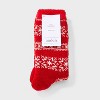 Women's Snowflake Geo Double Lined Cozy Crew Socks - Auden™ Red/Ivory 4-10 - 2 of 3