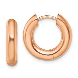 Chisel Stainless Steel Polished Rose IP-plated 4mm Hinged Hoop Earrings - 1 of 4