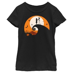 Girl's The Nightmare Before Christmas Jack and Sally on Spiral Hill T-Shirt - 1 of 4