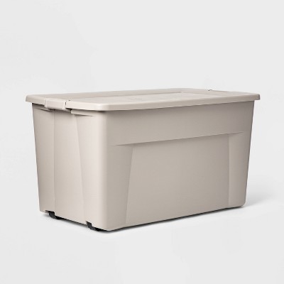 45gal Latching Wheeled Tote Light Gray - Room Essentials™