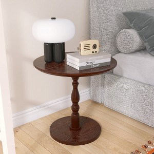 Spassway 23" Black/Brown Round End Table Cocktail Drink Side Tables Small TV Tray Table for The Sofa in The Living Room and Bedroom Bed Chair - 1 of 4