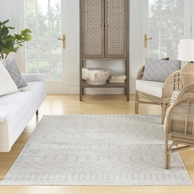 Astra Ivory Trellis 4' Round Synthetic Easy-Care Area Rug