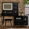 KWPZQEB Vanity Desk with Mirror and Lights, Makeup Vanity Table with Movable Cabinet & Power Outlet, Dressing Table for Bedroom Dressing Room - 4 of 4
