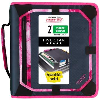 Five Star 2" Sewn Zipper Binder with Expansion Panel Navy/Pink