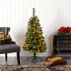 Nearly Natural 4-ft White Mountain Pine Artificial Christmas Tree with 100 Clear LED Lights and Pine Cones - 4 of 4