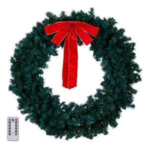 Syemin Wreaths 46in Christmas Wreath Artificial Xmas Wreath 450 PVC Tips for Front Door Gate Wall Xmas Party Decorations, Green, 5"*48"*48" - 1 of 4