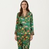 Anna-Kaci Lounge Women's Satin Zodiac Print Pajama Set with Button-Up Top and Relaxed Fit Pants- Green,Small - 2 of 4