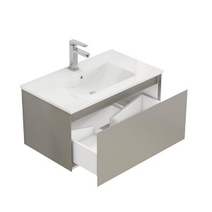 SEVOBAL Bathroom Sinks Wall Mount Vanity with Ceramic Sink Large Soft Close Drawer No Handle Design, Gray, 31.5"*18.6"*16.5" - 1 of 4