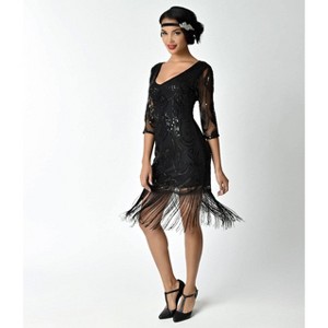 Unique Vintage Women's Beaded & Sequin Margaux Fringe Cocktail Dress - 1 of 4