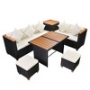 vidaXL Outdoor Dining Set Black with cream white cushions - 4 of 4