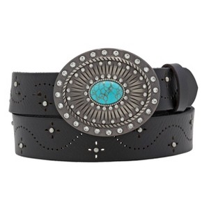Wrangler Women's Big Buckle Belt - Black/Turquoise XL : Target