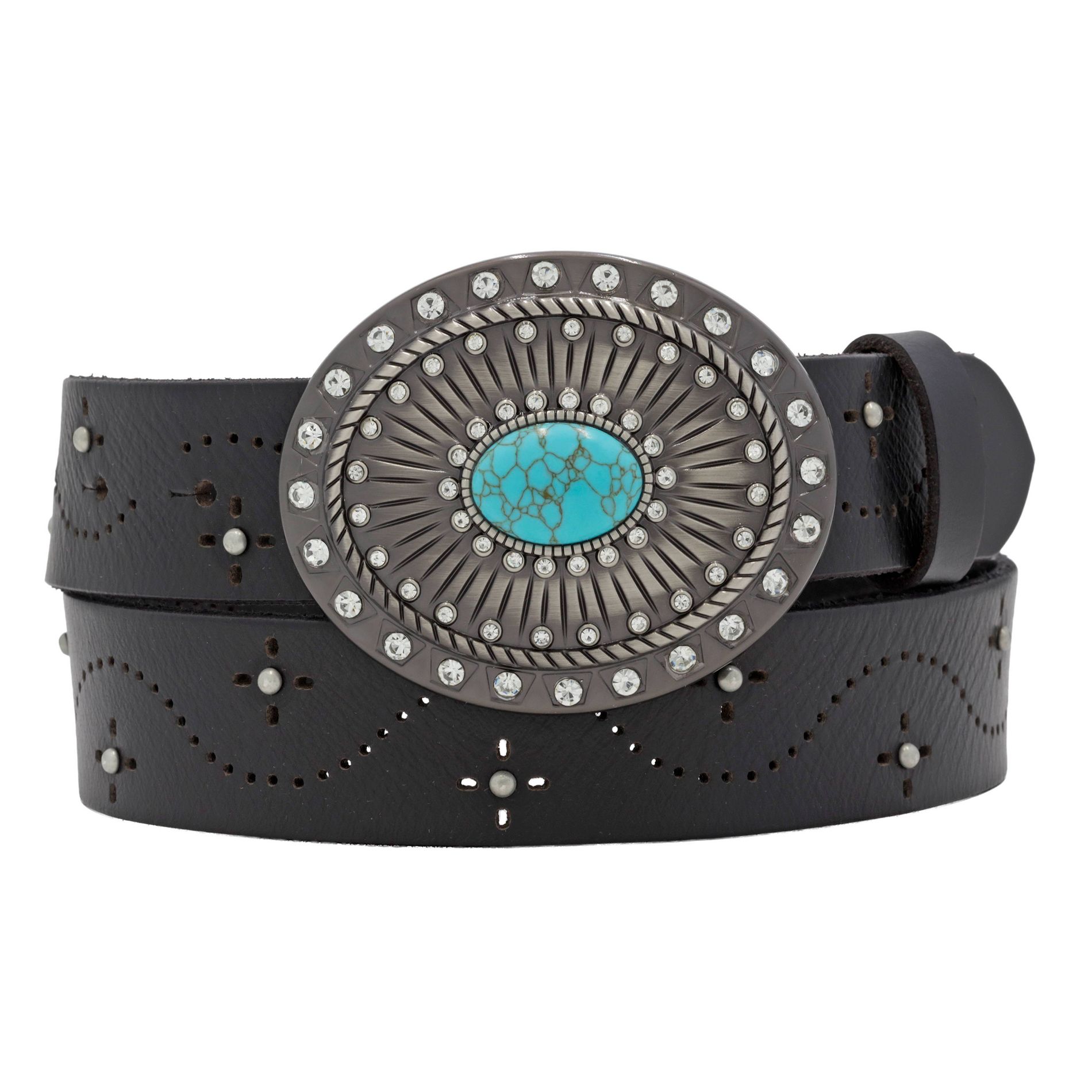 Wrangler Women's Big Buckle Belt - Black/Turquoise