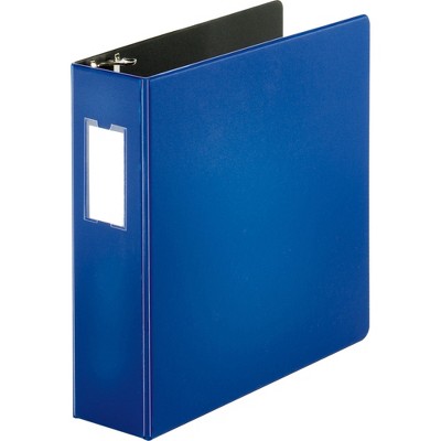 Business Source D-Ring Binder w/Label Holder Hvy-Dty 3" Blue 33115