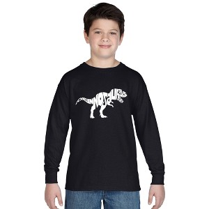 LA Pop Art Boy's Word Art Long Sleeve - TYRANNOSAURUS REX - 1 of 4