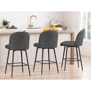 Dyonery Swivel Bar Stool with Back Support & Footrest, 26.9" Counter Height Kitchen Island Stools for Dining & Home Bar - 1 of 4