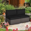 Tangkula 2PCS Patio Sectional Armless Sofas Outdoor Rattan Furniture Set w/ Cushions Black - 2 of 4