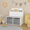 ORRD Kids Bookshelf with 2 Storage Bins, Bear-Shaped Bookcase & Toy Organizer for Toddlers, White and Gray Wooden Book Display - 2 of 4