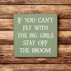 Slickblue Funny Witch Quote Wood Sign – “Stay Off the Broom” Saying, 7x7 Rustic Knotty Pine Wall Art - 2 of 3