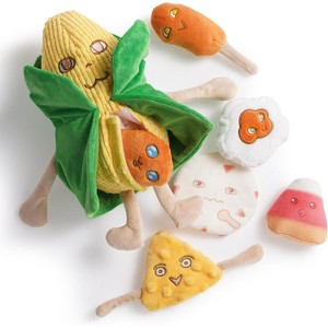 Nocciola 7-in-1 Squeaky Crinkle Corn Dog Toys, Plush Pet Chew Toys for Small & Medium Breeds, Teething, Interactive Burrow Digging Toys - 1 of 1