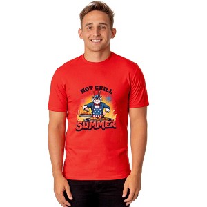 Men's Hot Grill Summer Burger Patriotic Funny T-Shirt For Adults - 1 of 3