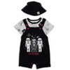 Star Wars Chewbacca R2-D2 Yoda Baby French Terry Short Overalls T-Shirt and Hat 3 Piece Outfit Set Newborn to Infant - 3 of 4