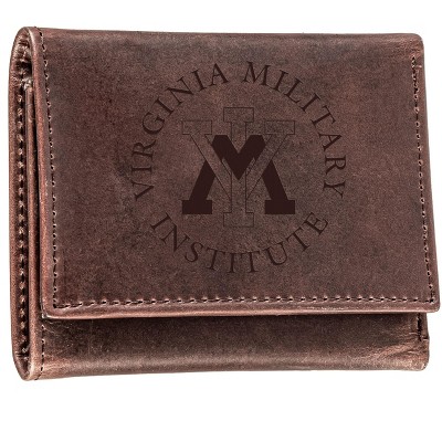 Evergreen NCAA Virginia Military Institute Brown Leather Trifold Wallet Officially Licensed with Gift Box