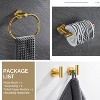 Mixxidea Round Towel Hooks 2 PCS, Toilet Paper Holder, Oval Towel Ring Bundle with Double Towel Hook (Brushed Gold) - 3 of 4