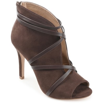 Journee Collection Womens Samara Back Heel Zip Peep Toe Stiletto Booties
