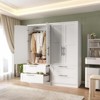 Wooden Armoire Wardrobe Closet with 2 Drawers, 70 "Tall Clothing Storage Cabinet with 2 Doors - 3 of 4