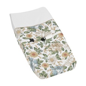 Sweet Jojo Designs Girl Changing Pad Cover Vintage Floral Blue and Yellow - 1 of 4
