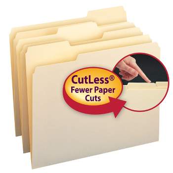 Smead CutLess File Folder, 1/3-Cut Tab, Letter Size, Manila, 100 Per Box (10341)