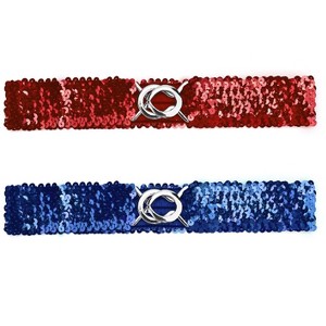 Allegra K Women's Sequins Elastic Interlocking Buckle Waist Belt 50-75cm/19.68-29.52" 2Pcs - 1 of 4
