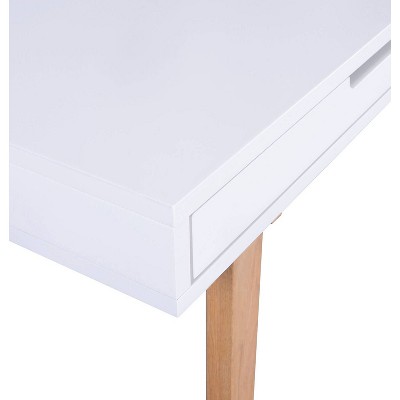 White Mid-Century Modern Writing Desk with Drawers