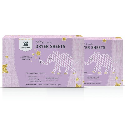 Grab Green Baby Dryer Sheets, Dreamy Rosewood Scent
