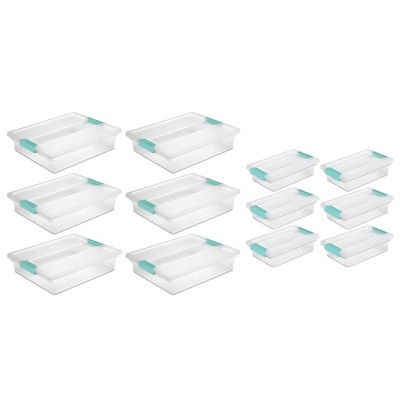 Sterilite Large Clip Storage Box Container (6 Pack) + Small Clip