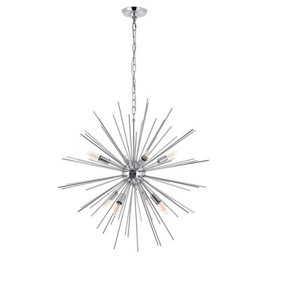 Chrome Finish Modern Globe Pendant Light with 8 Bulbs