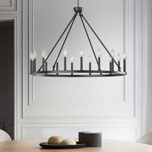 Maxax Black Iron Chandelier,Farmhouse Industrial Ceiling Lighting for Large Living Room Dining Room Foyer - 1 of 4