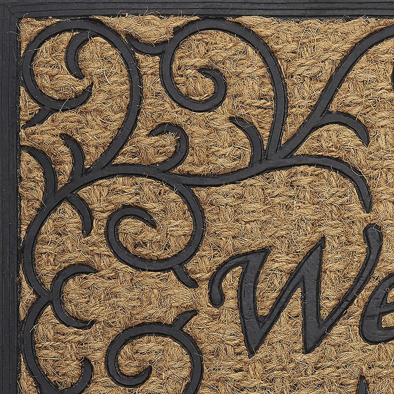 Kate Aurora Welcome Ironwork Designed Coir Bristled Outdoor All Season Welcome Mat With Rubber Trim - 18"x30", 2 of 4