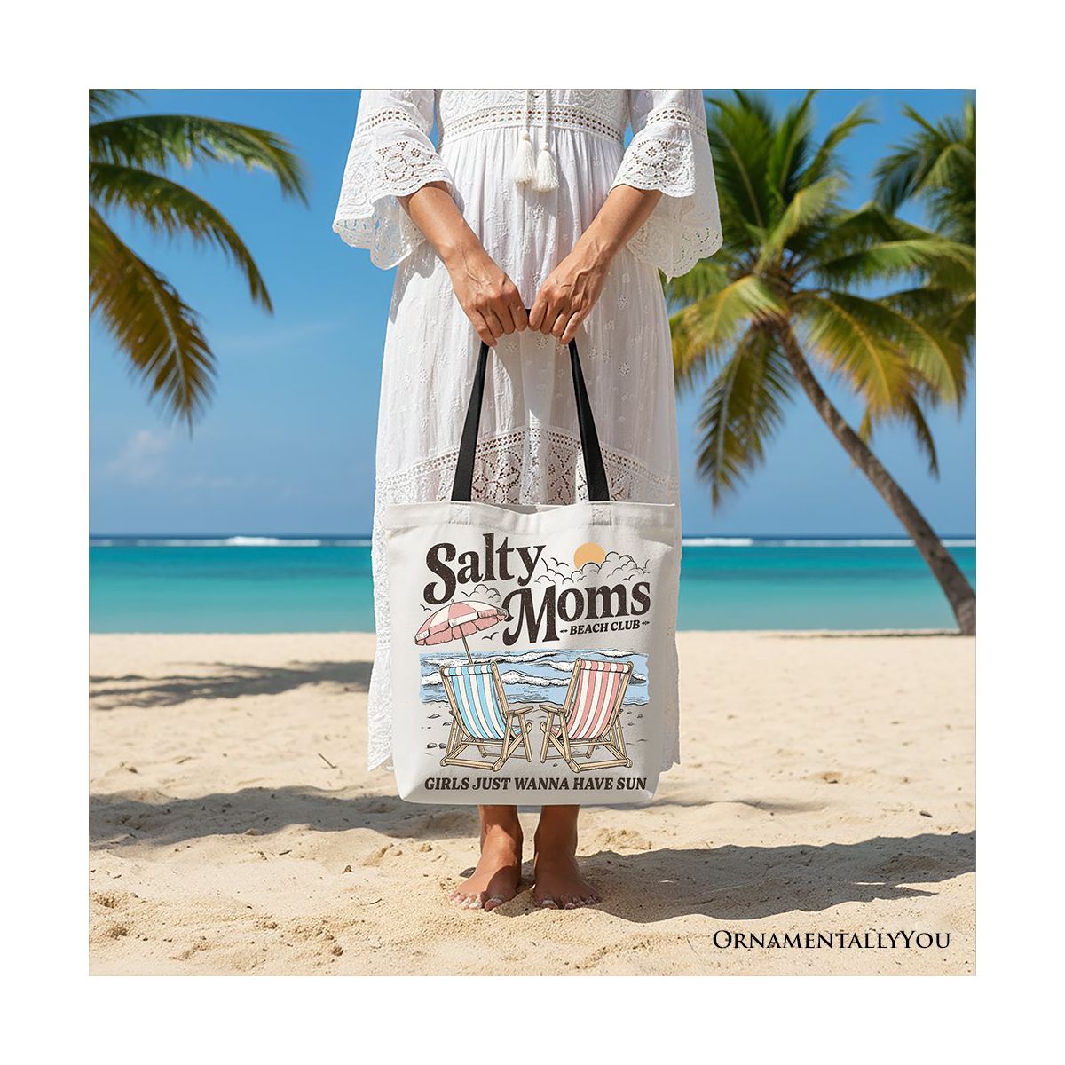 Salty Moms Beach Club Canvas Tote Bag, Retro Summer Gift for Ocean Loving Mothers | OrnamentallyYou - thumbnail 5