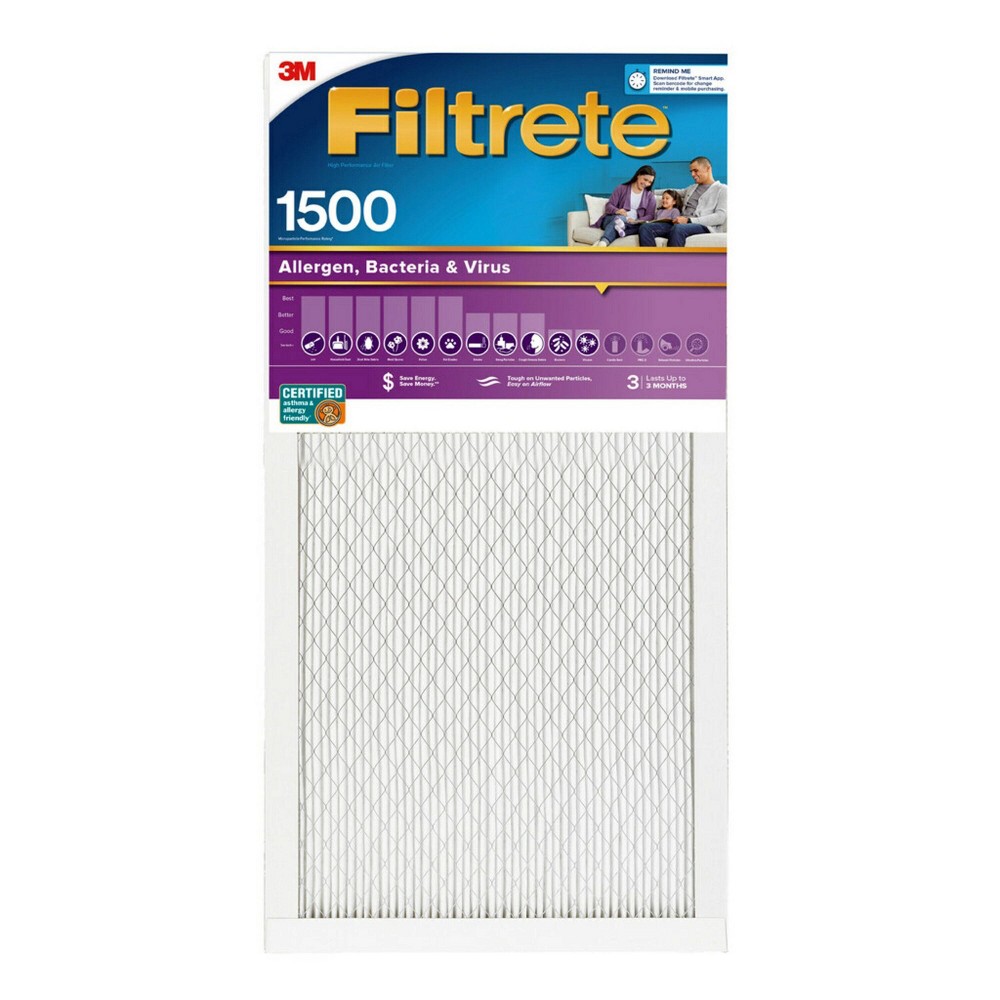 Filtrete 12x24x1 Allergen Bacteria and Virus Air Filter 1500 MPR: MERV 12 Electrostatic Furnace Replacement Filter