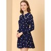 Allegra K Women's Mini Cute Heart Print Long Sleeve Ruffle Hem Dresses - 4 of 4