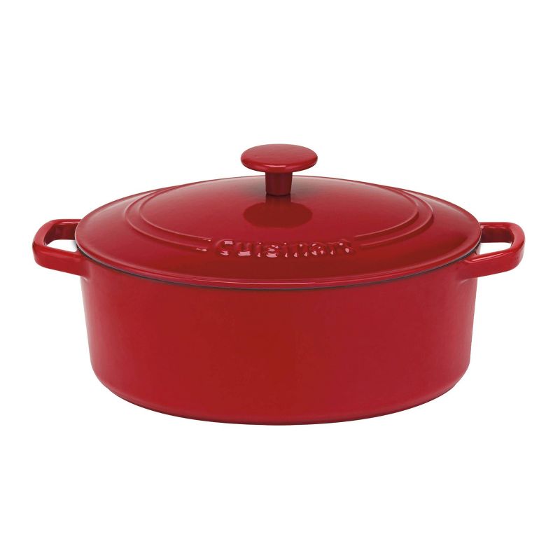 Cuisinart Chef&#39;s Classic 5.5qt Red Enameled Cast Iron Oval Casserole with Cover - CI755-30CR, 1 of 7