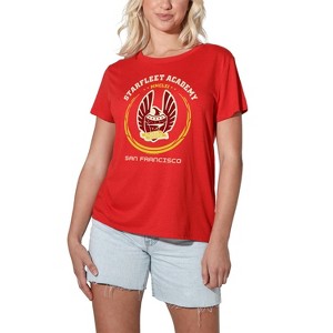 Women's Star Trek Academy Heraldry Loose T-Shirt Red - 1 of 4