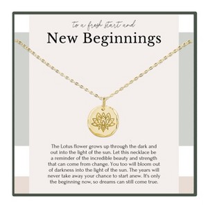 Hope Love Shine New Beginnings Gift for Women Inspirational Necklace Sterling Silver Gold Lotus 18" - 1 of 1