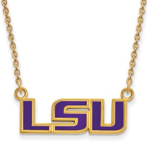 Black Bow Jewelry 14k Yellow Gold Plated Sterling Silver Louisiana State Fighting Tigers NCAA Necklace 18 Inch - 1 of 4