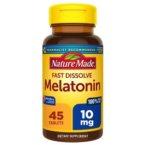 Nature Made Fast Dissolve Melatonin Maximum Strength 100% Drug Free Sleep Aid 10mg Tablets - 45ct - 1 of 4