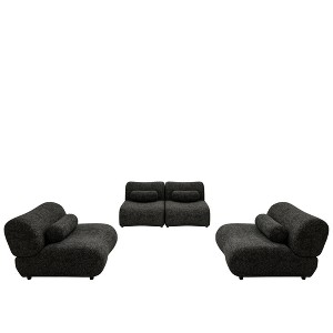 TiramisuBest Black Modular Sofa,Adjustable Headrests,Chenille Sectional,Hidden Legs,Reclining Backrest for Living Room/Bedroom - 1 of 4